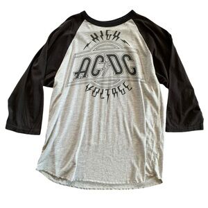 AC/DC High Voltage 3/4 Sleeve Black and Heather Gray